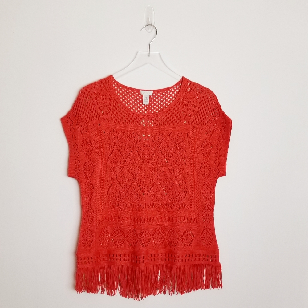 Chico's Fringe Pullover Sweater